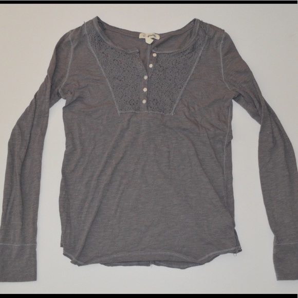 Aeropostale Tops - Gray Long Sleeve Tee - Lacey Bib Collar